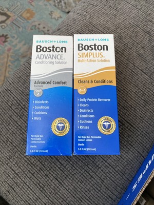 2 X Bausch+Lomb Boston SIMPLUS & Advance Cleans &Conditions 3.5Oz 2027