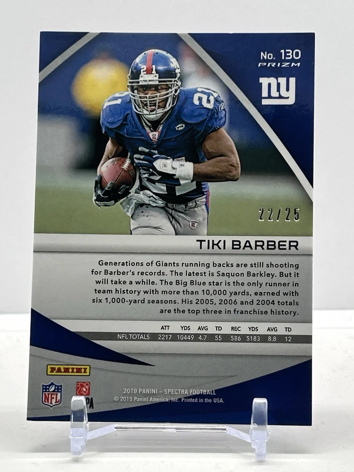 2019 Panini Spectra - Tiki Barber #130 Neon Pink Prizm 22/25 - Image 2 of 2