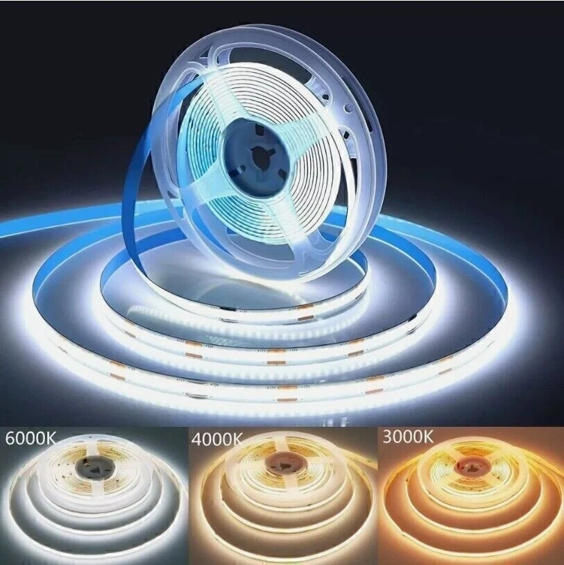 Bright 12V 5M 10M 480leds/m COB LED Flexible Strip light DC 12V 24V Home TV Deco - Image 2 of 4