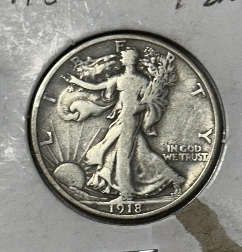 1918-S Walking Liberty Silver Half Dollar FINE+/VF