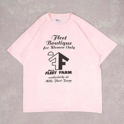 Hanes Vintage 90s Fleet Boutique Single Stitch Graphic T-Shirt L Women's Pink - Image 1 of 4