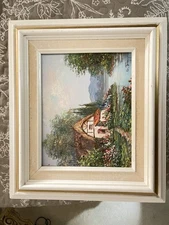 “cottage By The River In Spring” oil painting original signed  By B. Trapp