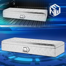 Remolque de aluminio 33,85 x 12,8 x 5,31" con plataforma para camioneta pickup caja de herramientas almacenamiento + llave plateada