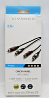 Vivanco Cinch Kabel, 2,5M 2X Cinch Stecker Auf 2X Cinch Stecker 460117