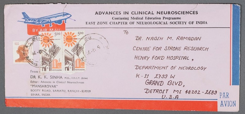 Mayfairstamps India Bihar to Us Grand Blvd Detroit MI Clinical Neurosciences cov