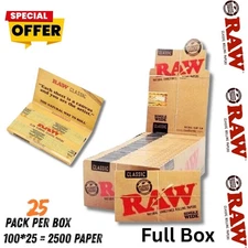 RAW Classic Single Wide Rolling Papers - 25 Packs Box (100 Leaves Each)