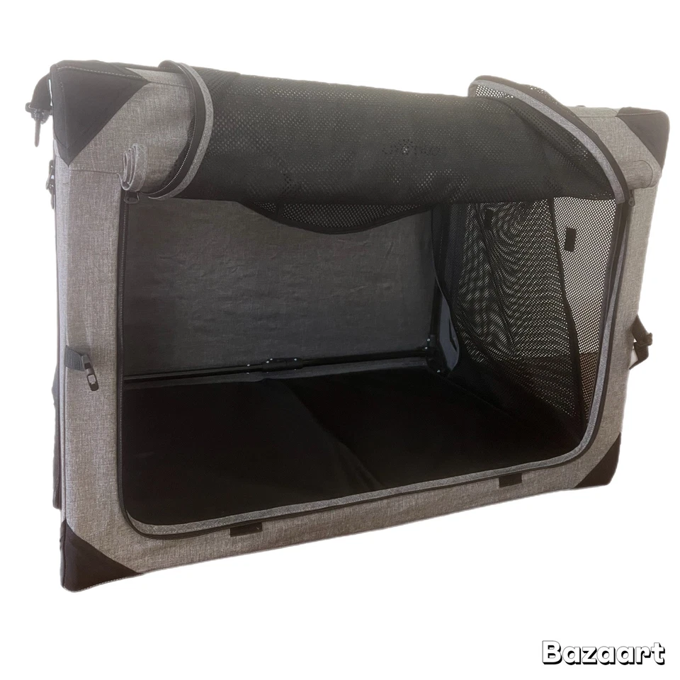 Cajón portátil grande gris de lados suaves para perros ligero plegable de viaje Foto 4 de 4