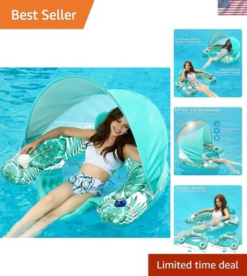 Pool Float with Canopy - Inflatable Pool Floaties Adult Floating Pool Chair L...