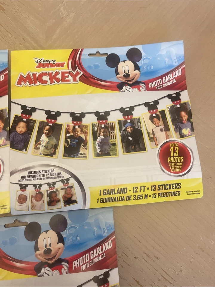3 упаковки Disney Junior Mickey фото Garland 12 футов 13 наклейки новый запечатанный - Изображение 4 из 4
