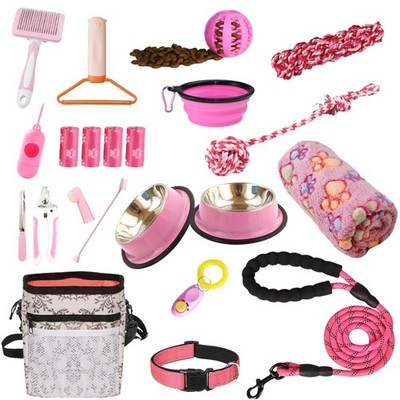 PupLuxe Puppy Starter Kit | Pink 22 Piece Great for Dog Training A Welcome Gi...