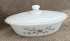Vintage Glasbake Casserole Dish 1qt Ovenware With Lid J-235 Rare Frost Pine