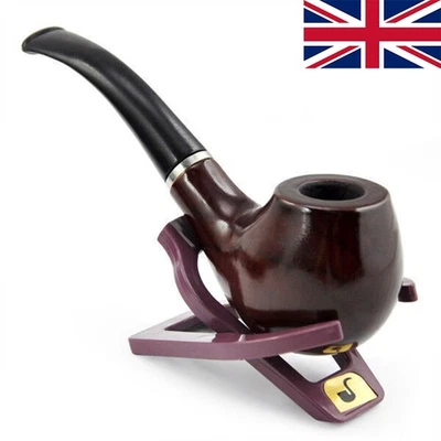 Durable Wooden Pipe Smoking Tobacco Cigar Pipes Cool Gift & Stand Holder Present