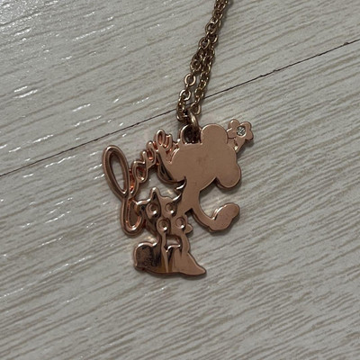 Minnie Mouse Necklace in Pink Gold Disney Jewelry, Cute Design