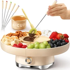 Chocolate Fondue Pot Set Electric Melting Machine, 4-Cup Capacity 4 Trays 5 F...