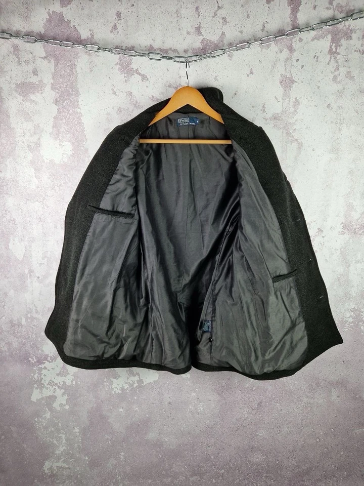 Chaqueta gabardina vintage Polo Ralph Lauren para hombre de lana de lujo Y2K clásica rara Foto 4 de 4