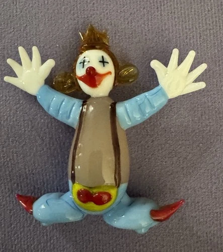 Vintage Murano Hand Made Art Glass Clown in Blue