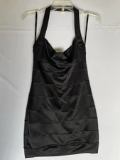 Vintage 90’s Bebe Women's Black Fully Lined Bodycon SJP Pencil Mini Dress Size M