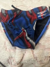 Speedo Endurance Youth Sz 24 Team Royal Blue/red/white Racer Briefs New Msrp 49