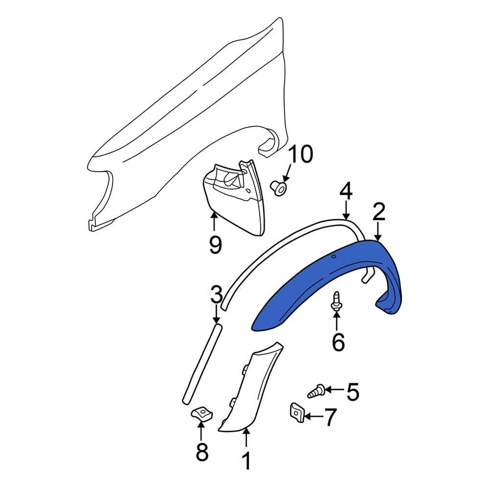 For Nissan Xterra 2000-2004 Nissan 638117Z400 Front Left Upper Fender Flare Foto 2 de 2