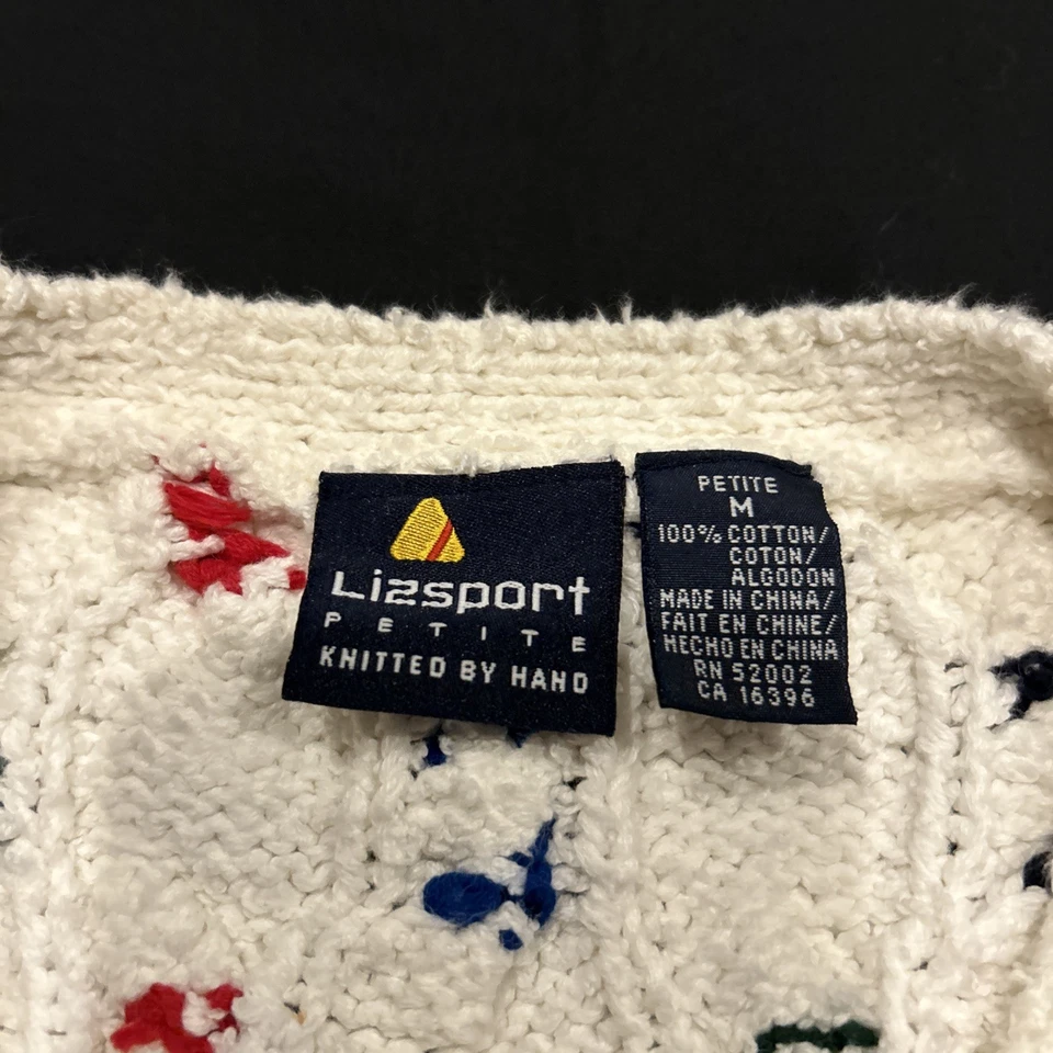 Chaleco tejido a mano Lizsport PM para mujer confeti abotonado A12 Foto 3 de 4