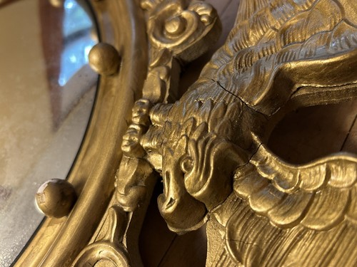 Vintage Federal Eagle Gold Wood Convex Mirror American Federal Period Mirror - Picture 8 of 17