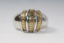 SLV Sadye L Vassil Sterling Silver 14k gold Ribbed Dome Ring Size 7