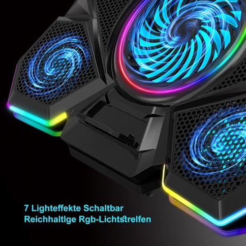 LIANGSTAR Laptop Cooler, Laptop Cooling Pad with 5 Silent Fans, RGB Laptop Stand - 第 6/7 張圖片