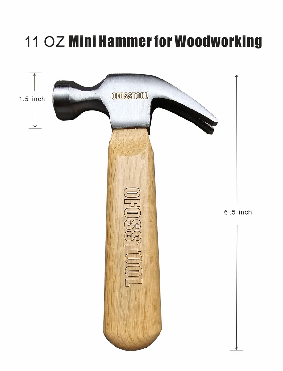SENRISE 4oz Mini Claw Hammer – Curved Head, Rubber Handle, 160mm Length, For Kids & Students Woodworking