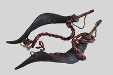 Vintage Moroccan Handmade Paire Gunpowder Horn Large Powder Horn Flask Hanging