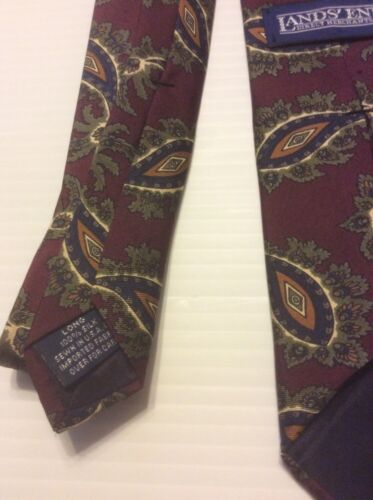 Cravatta Lands End uomo lunga 100% seta made in USA carriera lavoro formale club - Foto 4 di 4