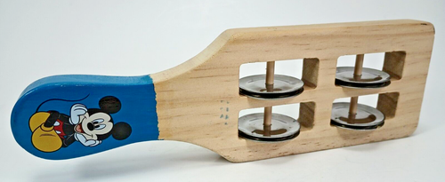 Disney de colección Juguetes musicales preescolares de madera pandereta y maraca de Mickey Mouse. - Imagen 4 de 6