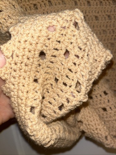 Vintage Hand Knit waistcoat Knit Camel Artisan Unique Cardigan Medium-14-16-18 - 第 5/7 張圖片