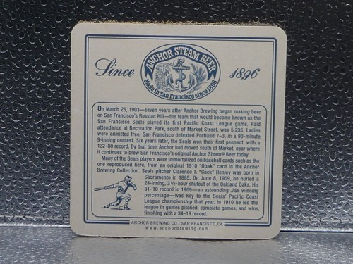 Anchor Steam Beer Henley San Francisco SF Collectible Breweriana Barware Coaster - Picture 2 of 7