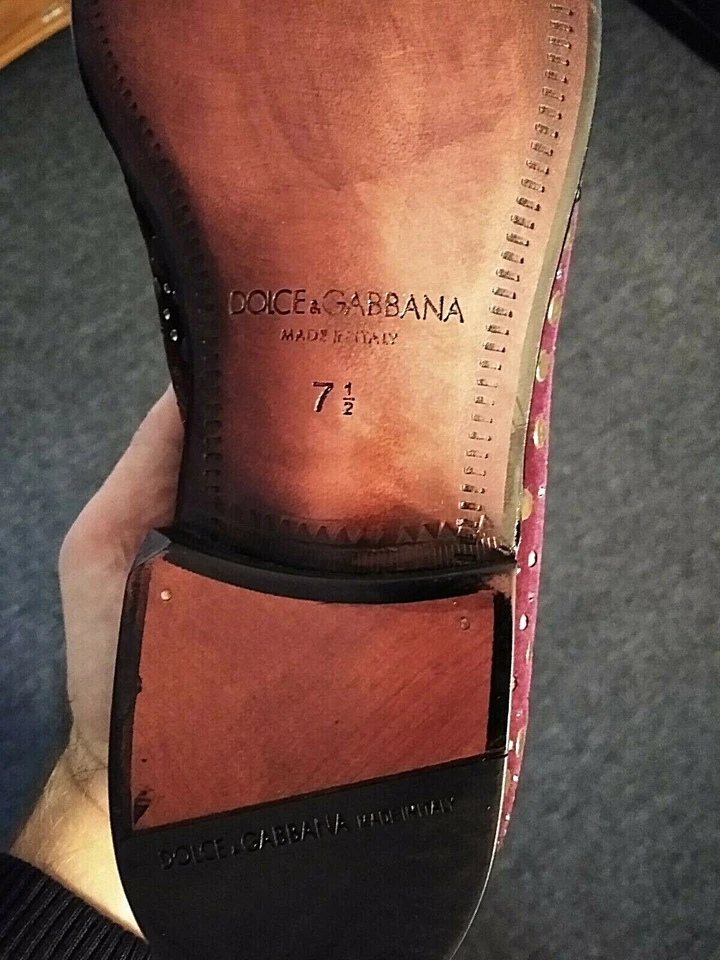 Mocasines Dolce and Gabbana Rojo Terciopelo Cristal Tachonado Talla 41.5/8.5 EE. UU. Foto 2 de 4