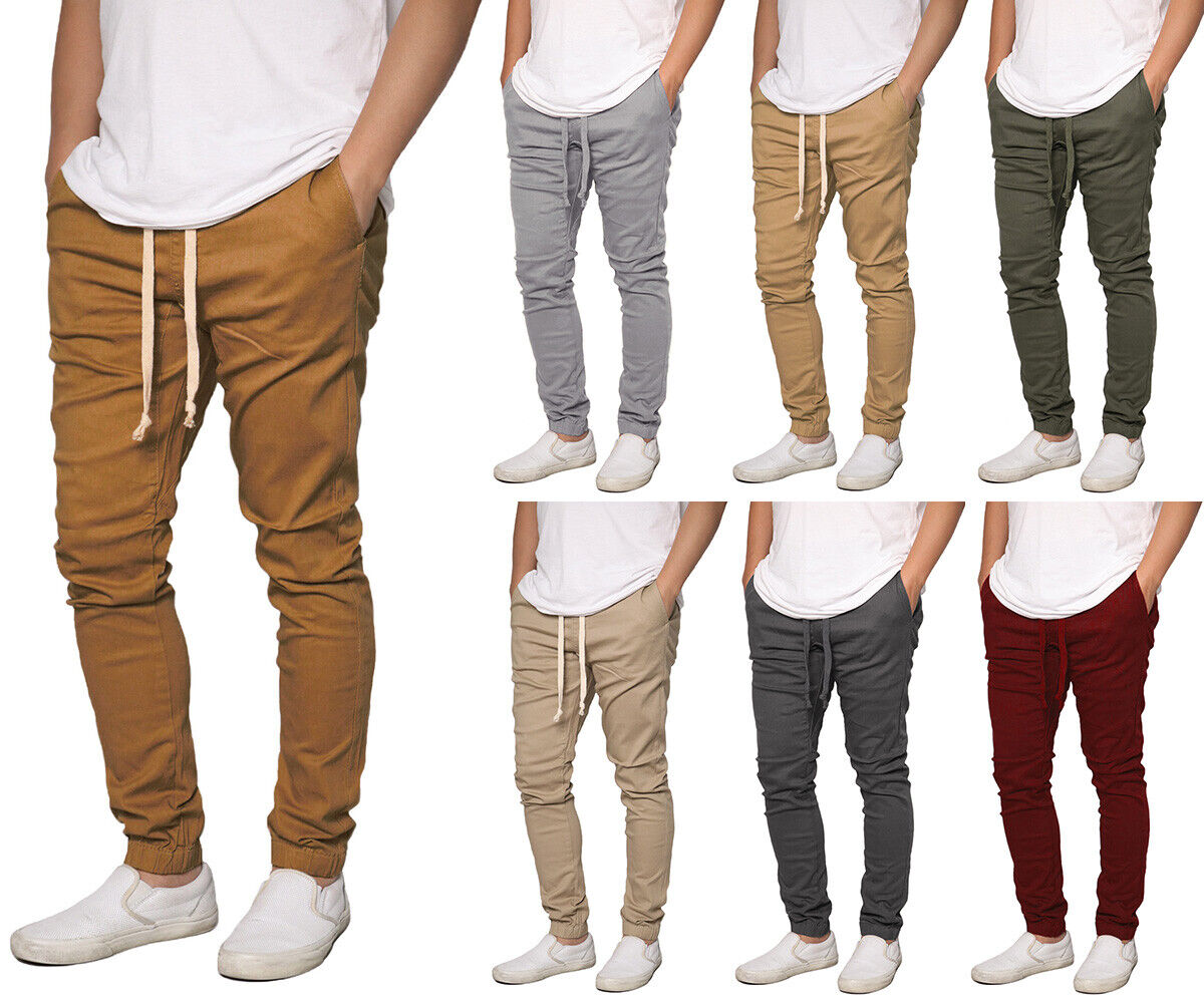 Men's Twill Stretch Skinny Chino Jogger Pants Trousers S-5XL Men's Twill Stretch Skinny Chino Jogger Pants Trousers S-5XL