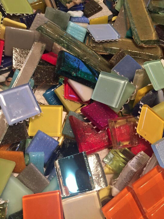 Huge Assorted Lot of Mixed Glass Mosaic Craft Tiles!  3.5 Lbs.