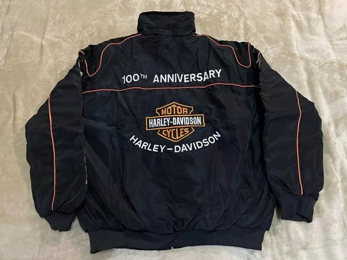 Unisex Adults Harley Davidson F1 Team Racing Embroidery Cotton Padded Zip Jacket - Picture 8 of 10