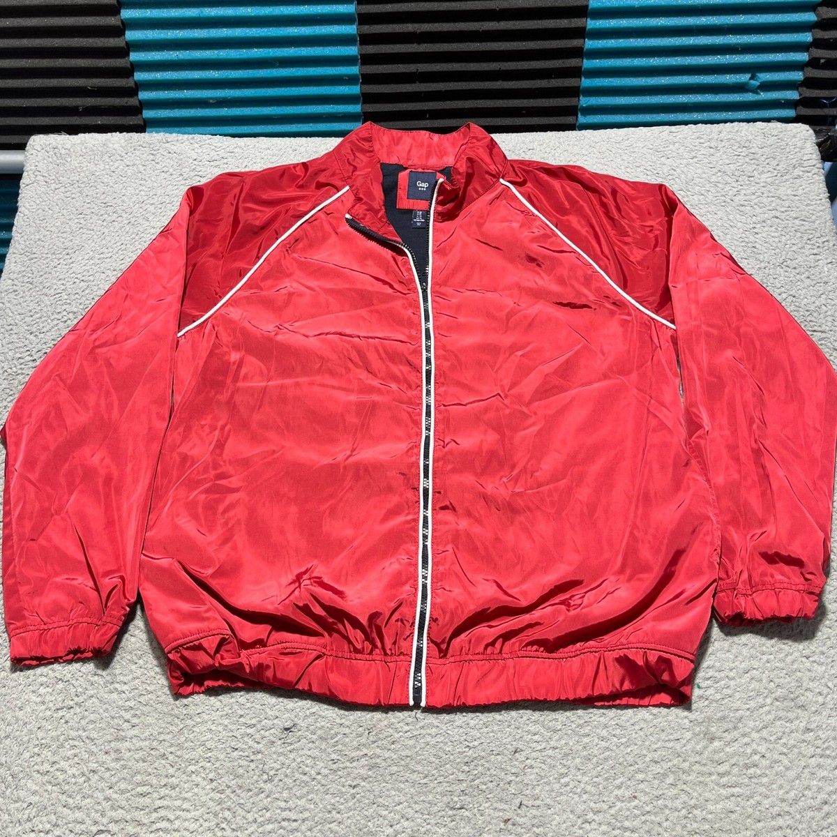 Vintage Gap Windbreaker Jacket Mens XL Red Lined Nylon Full Zip