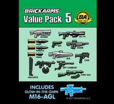 BrickArms 17 Piece Value Pack Vs 5 Weapons for Plastic Construction Minifigs NEW