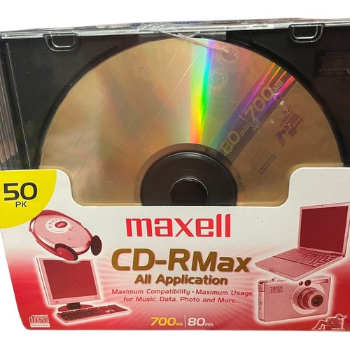 MAXELL Color CD-RMAX 80 Minutes 700MB Pack Of 50 NEW Sealed w/Jewel Case+Labels - Picture 4 of 7