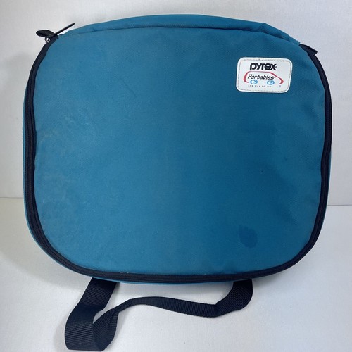 Pyrex Portables Insulated Bag Rectangle Casserole Blue Dish Carrier With Dish - Picture 2 of 14