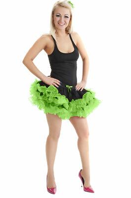 NEW LADIES LAYER RUFFLE BLACK GREEN TUTU SKIRT