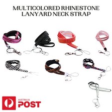 Multicolored Rhinestone Lanyard Neck Strap with ID Card Holder for Key,Name Badg