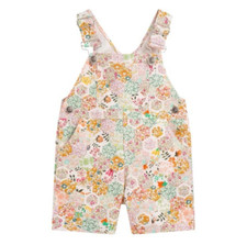 BONPOINT 365 Aaron Short Overalls With Liberty Print Denim Playsuit Size 2Y