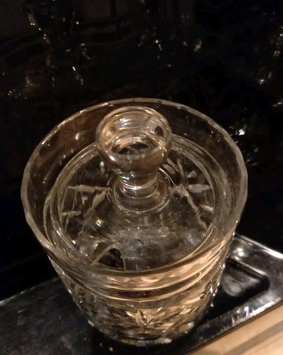 VINTAGE STUNNING CUT LEAD CRYSTAL GLASS LIDDED JAR PRESERVE CLASSIC DESIGN 11cm - Picture 12 of 14