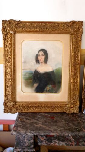 portrait / old pastel framed and signed / no george sand painting character - Picture 1 of 4
