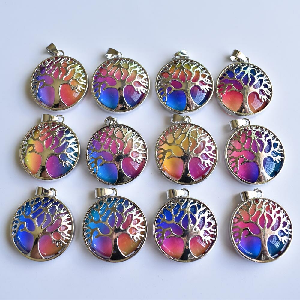 Wholesale 12pcs Blue Red Crystal Glass Alloy Tree of Life Pendants