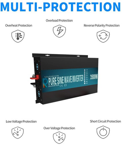 3500 W Pure Sine Wave Inverter 12V DC to AC 110v 120v Peak 7000 Remote Control - 第 1/7 張圖片