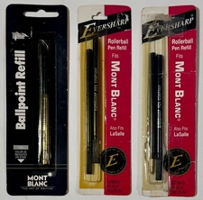 Mont Blanc Fine Point and Eversharp Medium Ballpoint Pen Refill Black Ink Qty 3