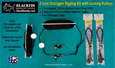 Outrigger Rigging Kit - 2 Line Set 50 Ft Lines+ Hal-Lock Locking Pulleys & Clips